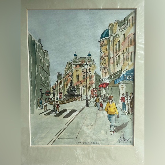 Original Watercolor Painting Piccadilly Coventry Street London 2009 Anne Murray - Picture 1 of 9